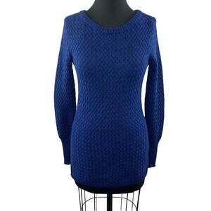 ATHLETA Blue Sweater Wool Ribbed Crew Neck Knit Classic Fit Size X-Small XS